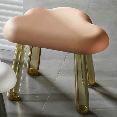 Tabouret transparent léger et luxueux en forme de nuage, tabouret pour se chausser, tabouret bas créatif pour enfants, planche en plastique à placer près de la table basse du salon, marron (1/5)