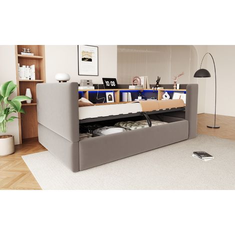 sofá cama con almacenaje LED y enchufes 90x190 OKMYHOME (1/2)
