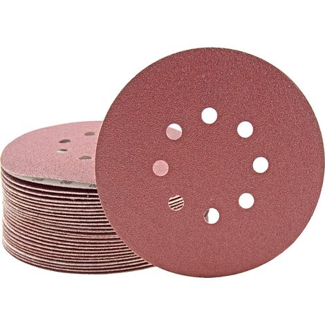 MioTools Fox Klett-Schleifscheiben, 150 mm, 8-Loch, f. Exzenterschleifer, Normalkorund (50 Stk.) K120