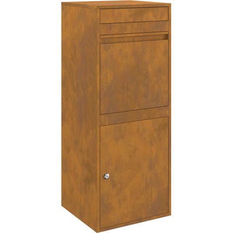 vidaXL Caja de entrega de paquetes con puerta Oxidado 41 x 38 x 103 cm (1/2)