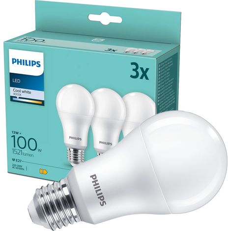 PHILIPS LED LAMP E27 3-PACK 100W 4000K PHILIPS BY SIGNIFY 929002306903