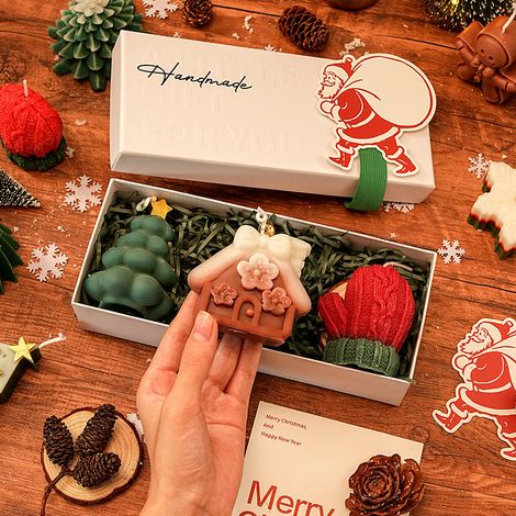Bougies parfumées de Noël en forme de sapin et de renne, bougies artisanales décoratives, coffret cadeau festif, décoration de Noël pour maison, table et fête (1/5)