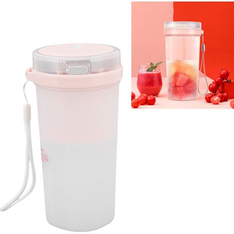 Mini presse-agrumes portable/gobelet à jus, rechargeable pour une utilisation à domicile, design élégant haut de gamme en acier inoxydable rose à six lames + verrouillage de sécurité + protection étan (1/5)