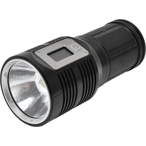Lampe torche puissante à affichage numérique, étanche et rechargeable, idéale pour le camping et l'éclairage d'urgence. (1/5)