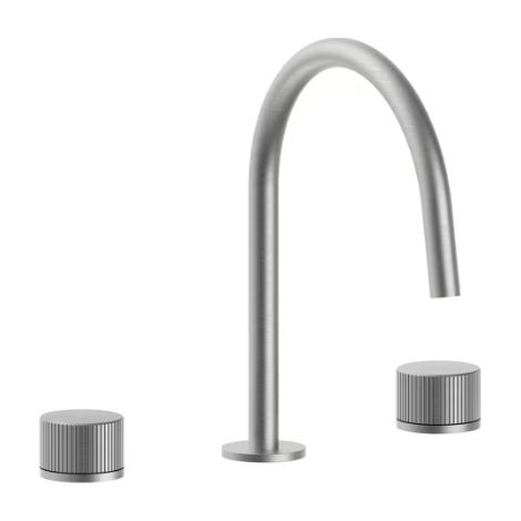 Mitigeur lavabo 3 trous avec bec fixe, sans vidage Steel Looking. Paffoni série Jo JO052ST  Laiton - Steel looking (1/2)