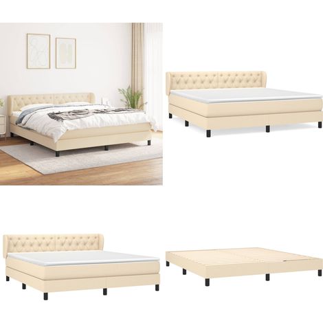 Boxspringbett mit Matratze Creme 160x200 cm Stoff - Boxspringbett - Doppelbett - Cremefarbenes Bett - Bettenrahmen - Lattenrost - Home & Living (1/5)