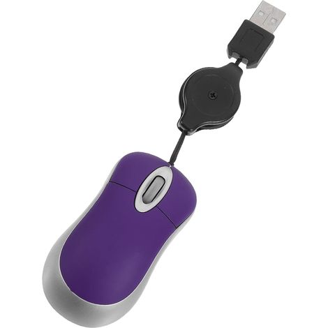 Souris Optique Filaire USB Câble Flexible Rétractable Violet, Ergonomique pour Usage Bureautique sur Ordinateur Portable Silencieux (1/5)