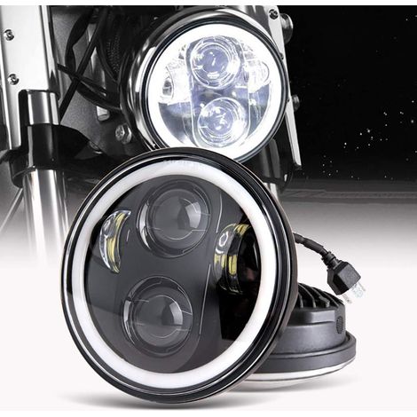 Phare LED Moto - 5 75 Pouces - Faisceau Haut Bas - Clignotant DRL Intégré - Interface H4 - Universel Pour Phare Rond 5 75 - 1 Pièce