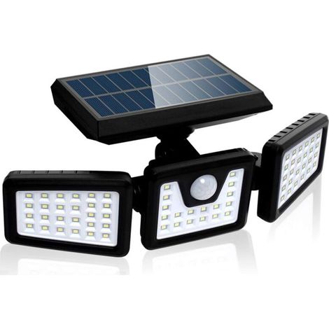 Lampe Solaire De Sécurité à Détecteur De Mouvement, Spot Mural Extérieur Puissant Avce 3 Têtes,550 lm (1/5)