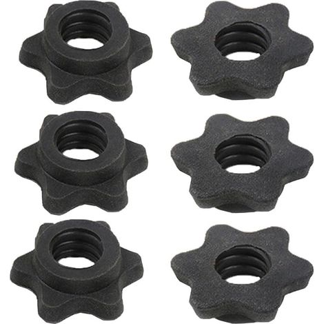 Lot de 6 écrous hexagonaux pour haltères, 25 mm, barre d'haltères hexagonale, écrous rotatifs, colliers de levage, arrêt-disques, pinces à vis (1/4)