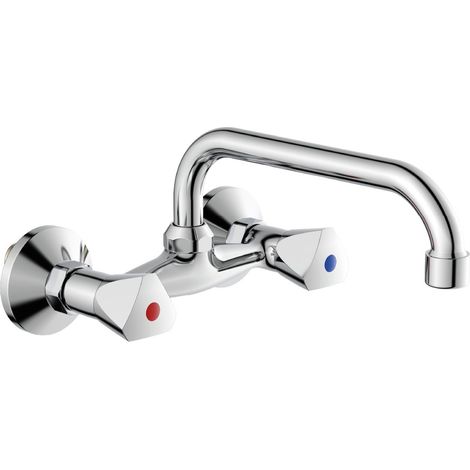 Grifo de cocina cromado con caño giratorio de latón