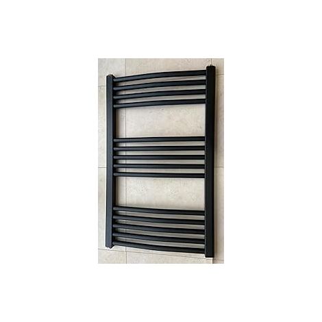 Black Towel Rail York Curved 500 x 800mm Straight Bathroom Radiator (1/4)