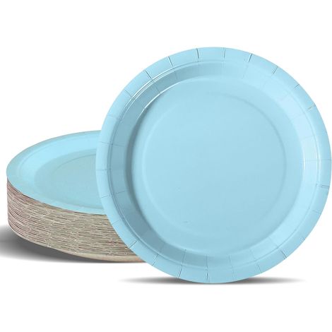 Assiettes En Carton - 50 Pièces - 23 Cm - Design Bleu Morandi - Résistantes - Pour Fêtes Et Pique-niques (1/5)