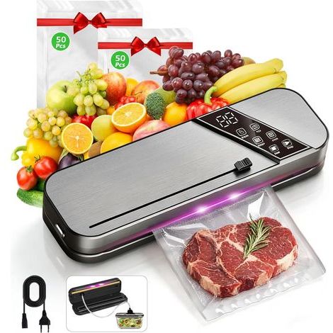 Machine sous vide alimentaire avec stérilisation UV, 15L/Min appareil mise sous vide professionnel, scelleuse sous vide 5-en-1 avec 100 sacs sous vide (1/5)