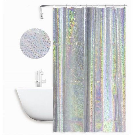 TRADE SHOP - Tenda Doccia Vasca Bagno Effetto Paillettato Iridescente 12 Ganci 180x180cm 87189 -