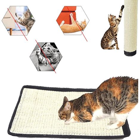 Tapis griffoir pour Chat,Tapis Sisal Soin des Griffes Morceau de  pour Chat en Sisal, Grattoir pour Chat pour Pied de Table, Canapé Résistant aux Rayures, Convient également aux Chiens(2 pcs)