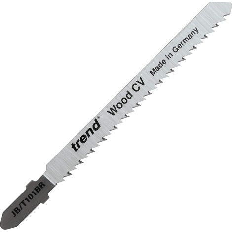 Trend JB/T101BR - Lame professionali per seghetto alternativo, confezione da 5, 100 mm x 2,5 mm, con taglio in basso, taglio di legno di precisione, gambo universale a T, JB/T101BR
