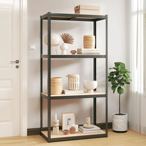 vidaXL Étagère de rangement 4 niveaux Anthracite Acier bois ingénierie (1/5)