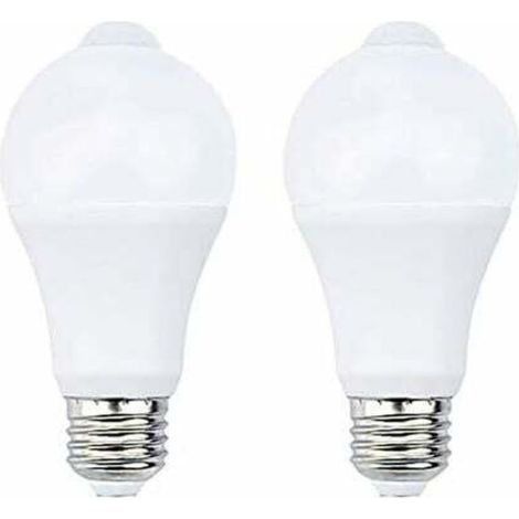 12W E27 PIR Infrarouge Ampoule LED avec Détecteur de Mouvement ON/OFF Automatiquement A60 220V 1200lm équivalent 120W Halogène pour Escalier Couloir Garage(Lot de 2, Blanc Froid 5700K) [Classe énergét (1/4)