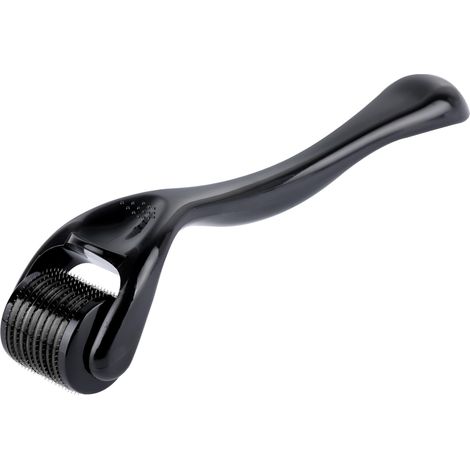 Derma Roller, 0.5 mm Derma-Roller Cheveux Rouleau à Billes Visage Derma-Roller pour Microneedling Masseur Barbe Anti-rides pour les Soins de la Peau Visage Corps Yeux (Noir) (1/5)