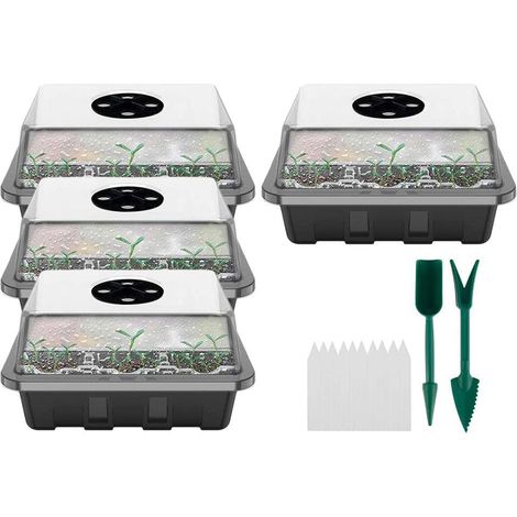 Boîte de propagation de serre 12 cellules avec couvercle et aération, mini serre d'intérieur pour semis et boutures (1/5)