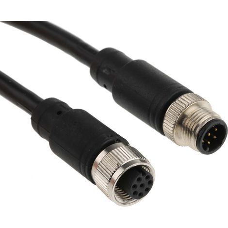 Cordon RS PRO 8 conducteurs , M12 Femelle vers Fiche mâle droite M8 Mâle, 2m ( Prix pour 1 ) (1/2)