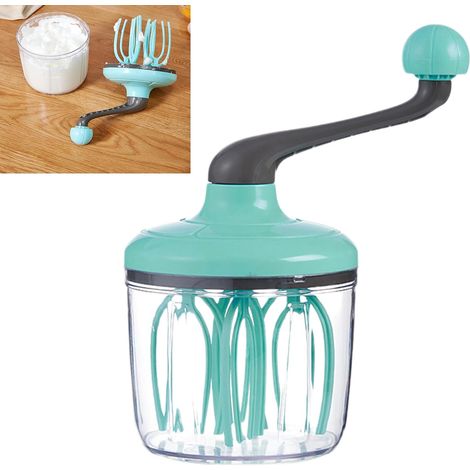 Batteur Manuel Fouet Rotatif Mixeur - Vert, 1 Pièce, Appareil Mayonnaise à Pâee de Cuisine Spiralé Avec Poignée Rotative, pour Battre Les œufs, Fouetter Lla Crème et œUfs a Main (1/5)