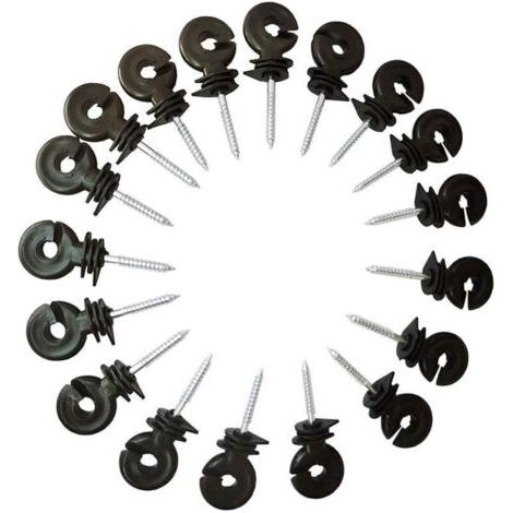Isolateur de clôture électrique à visser pour filet et piquet – 20 pièces, noir, en plastique résistant (1/4)