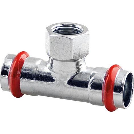Acier C contour V Raccord A sertir T de transition avec sortie femelle 42 mm X DN 15 (1/2") X 42 mm