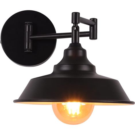 Applique à bras pivotant E27 Luminaire mural à bras articulé Industrielle Vintage Métal Appliques Murales Ancienne Rustique Rétro Chevet Lampe (No Bulb) (1/5)