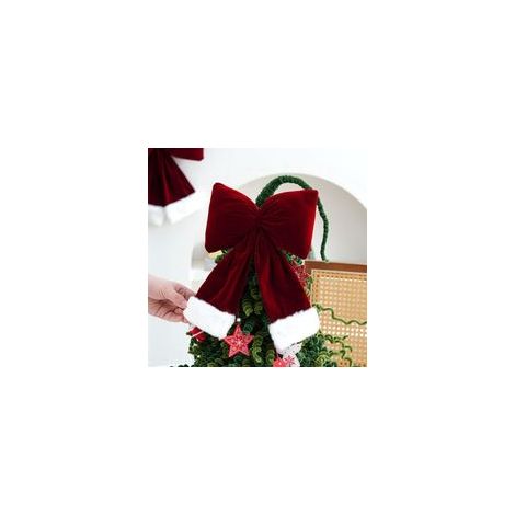Nœud de Noël rouge, nœud pour sapin de Noël, ruban de luxe pour sapin de Noël, couronne de Noël portable, nœud pour décoration d'arbre de Noël, 2 pièces