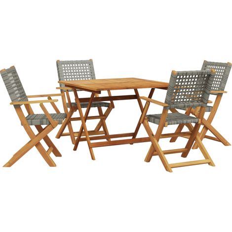 Maison Exclusive - 5-tlg. Garten-Essgruppe Grau Poly Rattan und M