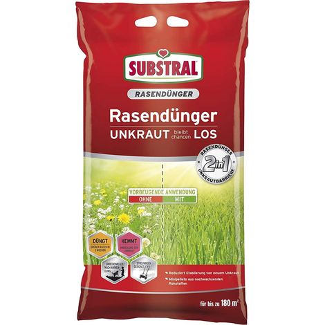 Substral Rasendünger mit Unkrautverdränger 9,1 kg 18 m² organisch Unkrauthemmung (1/4)