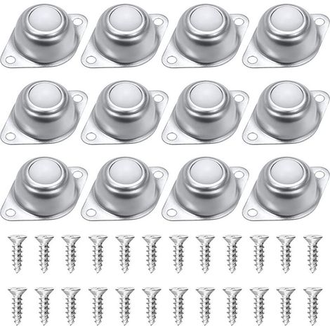 Roulettes à Billes pour Meubles,Lot de 12 Transfert à Billes,Rouleaux à Billes en Nylon et en Acier Inoxydable,Avec 24 vis,pour Chariot à Bagages Coulissant, Meubles, Fauteuil Roulant (1/5)