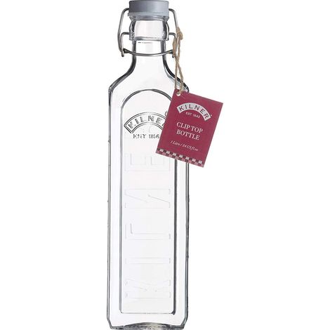 Kilner Grey Clip Top Bottle - For Storing Oils, Vinegars, Cordials - 1 Litre
