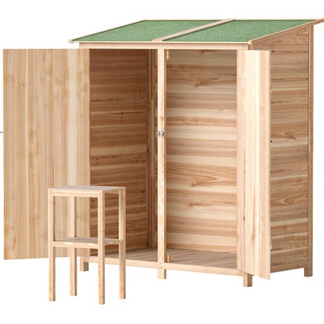 Gartenhaus aus Holz mit integriertem Tisch, Bitumendach, 140 x 75 x 157 cm, Naturholzoptik