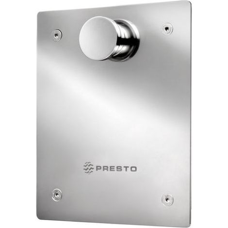 Presto – Robinet de chasse temporisé 1,20 l/s – Boîtier antirouille – Piston interchangeable – Ouverture bouton poussoir – Finition laiton chromé (1/2)
