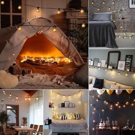 Guirlande Lumineuse - LED Blanc Chaud - Étanche - Piles - 10 Ampoules (1/4)