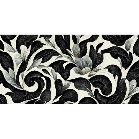 Papier peint nature - grands dahlias noirs et blancs - 150 x 250 cm (1/2)