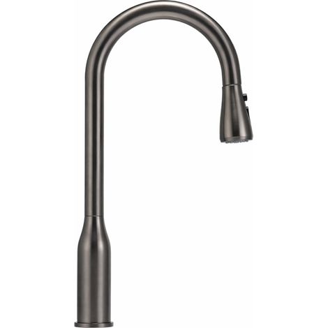 Robinet de Cuisine avec Douchette Extractible, Mitigeur Évier Monocommande en Acier Inoxydable, Bec Haut, Installation 1 ou 3 Trous (1/2)