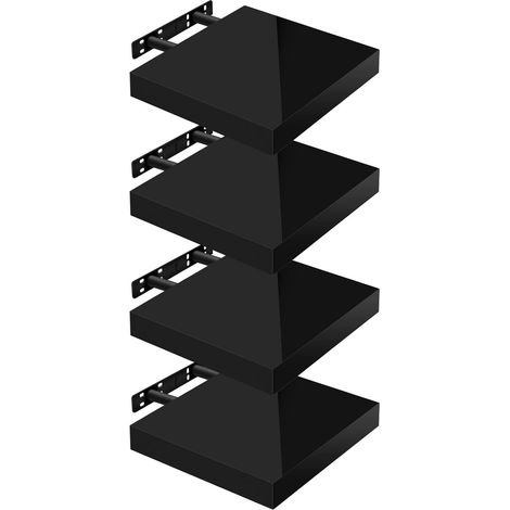 WOLTU 4x High Gloss Wall Storage Shelf CD Media Storage Rack 25 x 22.9 x 3.8 cm Black
