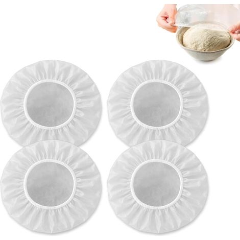 Lot de 4 couvercles pour aliments - Accessoires de cuisson - Panier de fermentation - Couvercle rond - Couvercle élastique - Accessoires de conservation - Panier de fermentation (1/5)