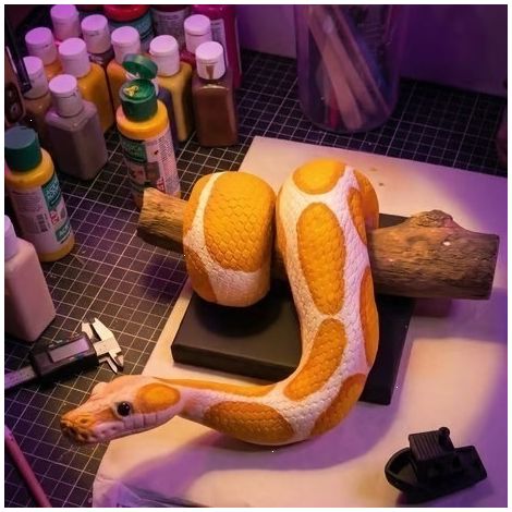 Nouvelle décoration murale Python royal doré - Sculpture murale Python royal doré intéressante - Orange -