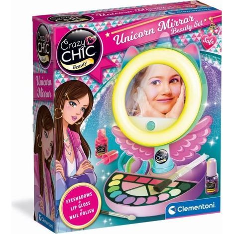 CLEMENTONI - Miroir de maquillage licorne - Bague lumineuse - Accessoires maquillage, cheveux et ongles - À partir de 7 ans (1/4)