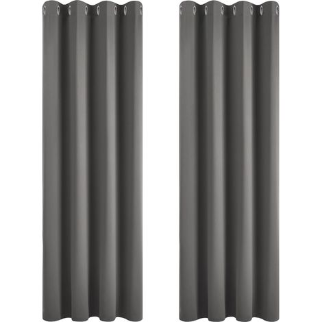 Rideau occultant thermique opaque à œillets 100x200cm Gris foncé Épais Chambre à coucher Pour fenêtre Store Insonorisé Économie d'énergie 2 Buc (1/5)