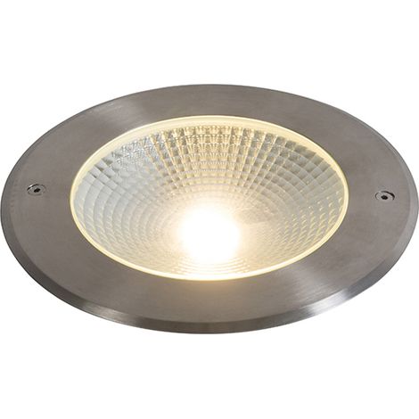 Qazqa – Spot encastré extérieur LED 20W – Ø 210 mm – Acier inoxydable – IP65 étanche – Lumière blanc chaud 3000K – Installation facile