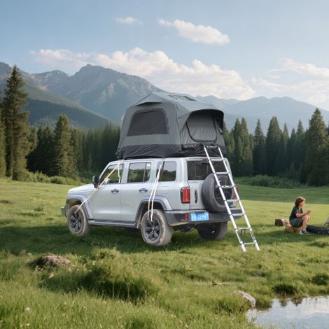 Aufblasbare Campingzelte mit Handpumpe, aufblasbares Zelt auf dem Dach -Grau +schwarz