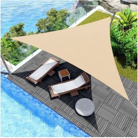 Voile d'ombrage triangulaire 5x5x5 M sable (1/3)