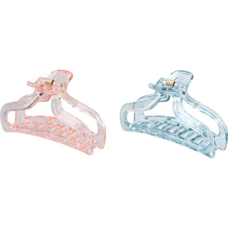 Juego de 2 pinzas para el cabello antideslizantes de resina plástica, accesorios de baño y maquillaje. (1/5)