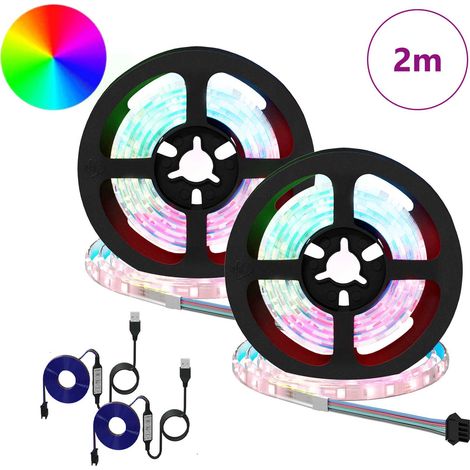 Bande LED 2 pcs Noir et Transparent 1000 mm Cuivre et plastique